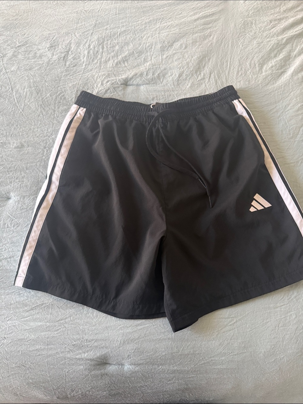 Men's Black Athletic Shorts with White Side Stripes
